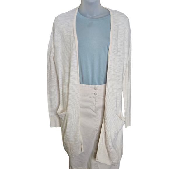 Madewell Womens Cardigan Sweater XS Summer Ryder in Stripe Pearl Ivory Pockets - Picture 1 of 9